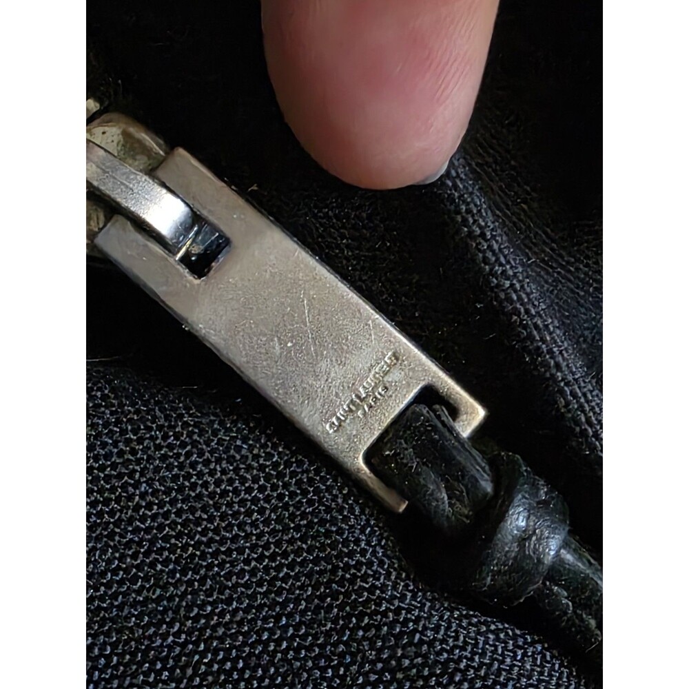 SAINT LAURENT Backpack Canvas Black Silver Tone Zipper Pulls Marked FLAW READ - Picture 7 of 16